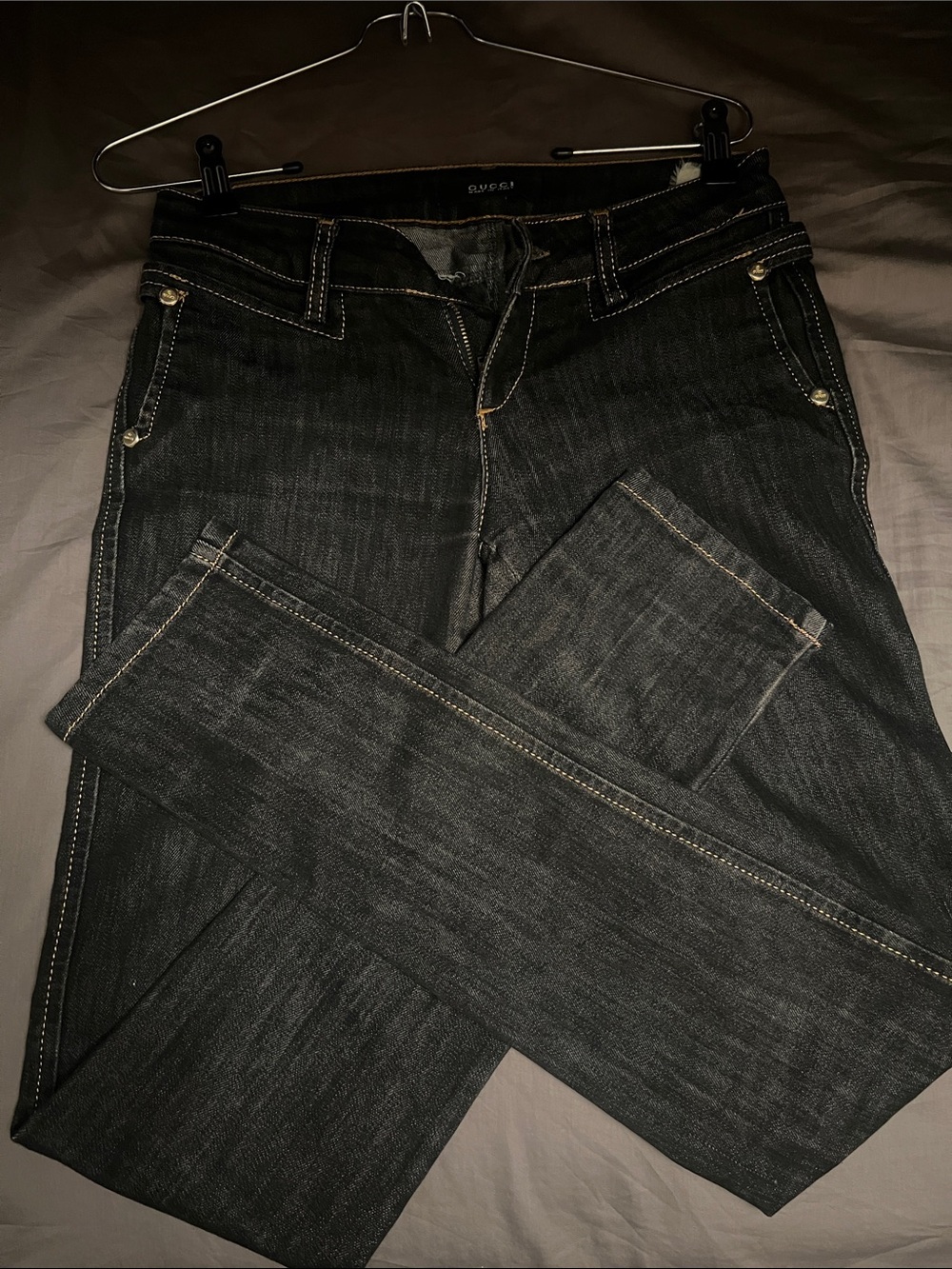 Gucci Women’s Black Skinny Jeans with Contrast Stitching